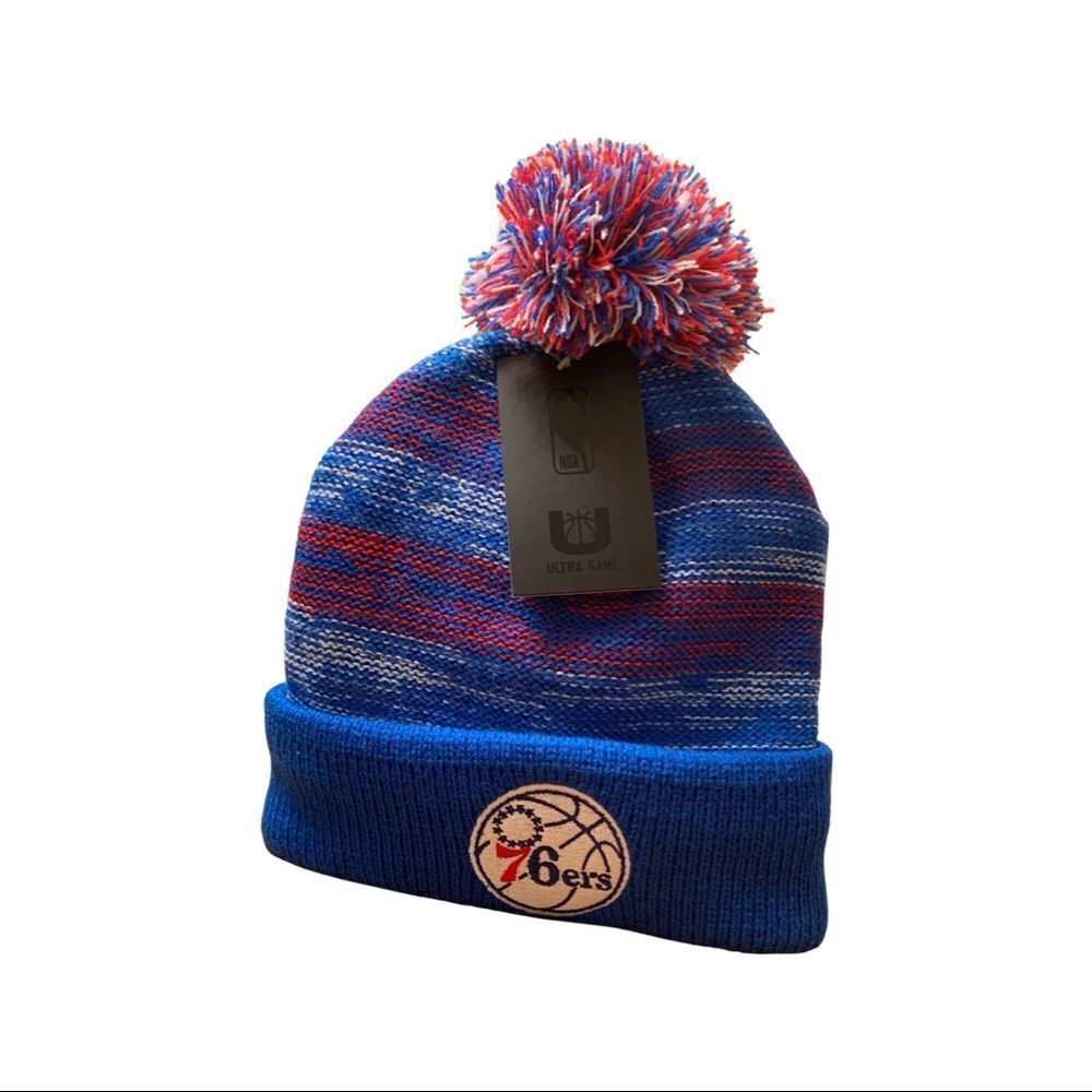 NWT 76ers Ultra Game NBA Knit Cuffed Pom Beanie Stocking Hat Cap